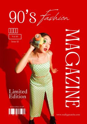 Red Simple Retro 90’s Fashion Magazine Cover