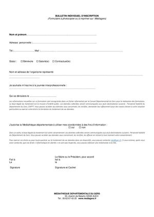 Bulletin Inscription