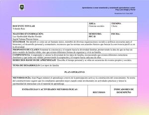 Planeacion De Clases Tema Tipos De Familia
