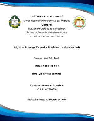 Trabajo Cognitivo N°1 Torres A , Ricardo A