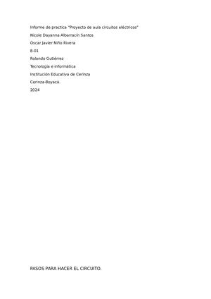 Proyecto De Aula Circuitos Electricos 801 Nicole Albarracín y Oscar Niño