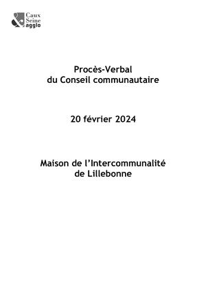 20.02.2024 Conseil communautaire Pv
