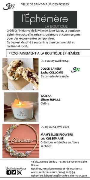 Programme Boutique Éphémère Avril 2024