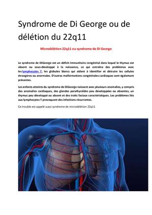 Syyndrome de Di George : Symptomes Diagnostic Et Traitement