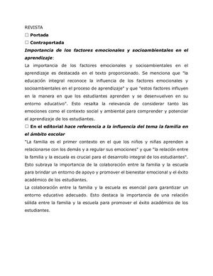 Factores emocionales y socioambientales y su relación con el aprendizaje