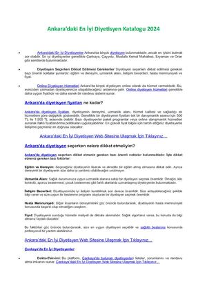 Ankara'daki En İYi Diyetisyen 2024