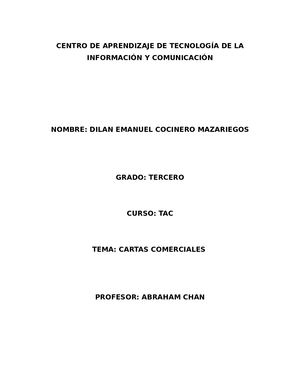 MODELO DE CARTAS COMERCIALES