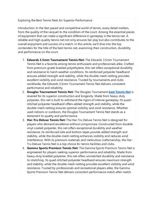 Best Tennis Nets For Superior Performance