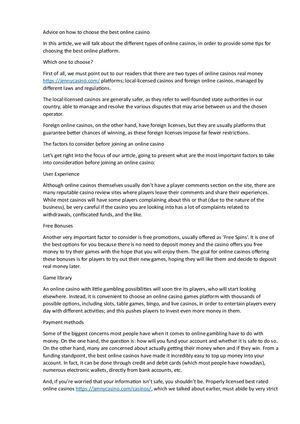 Advice On How To Choose The Best Online Casino