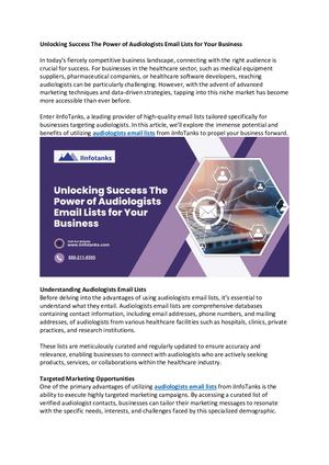 Unlocking Success The Power Of Audiologists Email Lists For Your Business