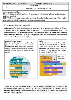 S1 Fiche Connaissance Programmation 3eme