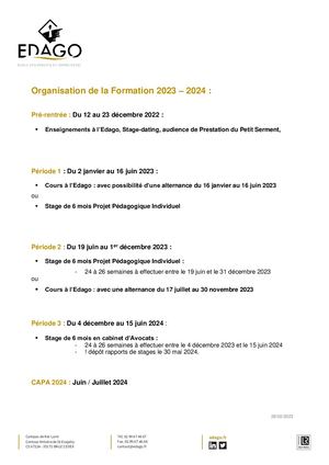 Calendrier Fi 2023 2024 2