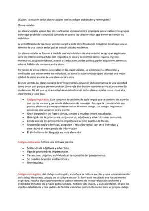 Las Clases Sociales Y Los Códigos