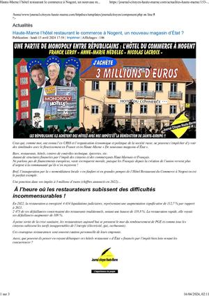 Haute Marne L’hôtel Restaurant Le Commerce à Nogent, Un Nouveau Magasin D’état