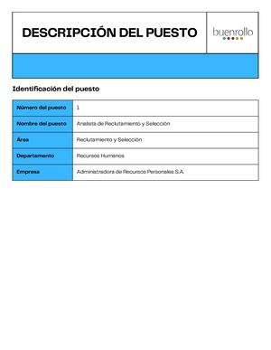 Descripción de puestos del área de Reclutamiento y Selección