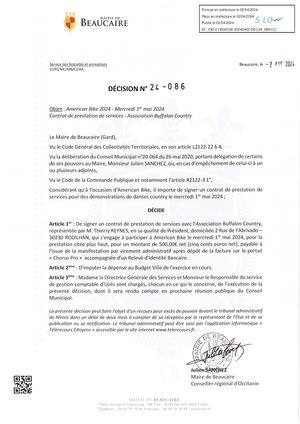 Parution Des Actes Administratifs (décisions 02 04 24) .
