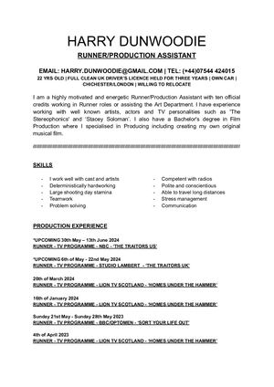 Harry Dunwoodie Film Cv (April 2024) (1)