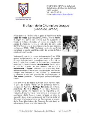 El origen de la Champions League (Copa de Europa)