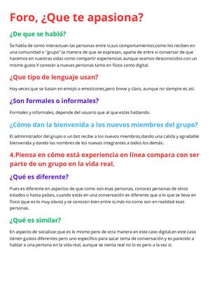 Foro, ¿Que Te Apasiona?