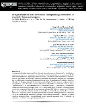 Inteligencia artificial como herramienta en el aprendizaje autónomo de los estudiantes de educación superior