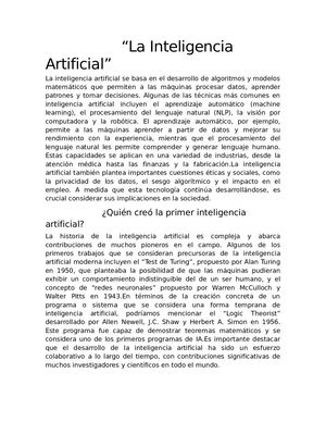 Resumen de la inteligencia artificial