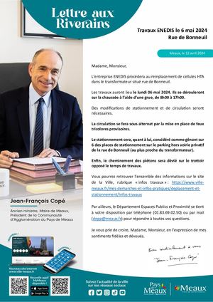 Lettre aux riverains : Rue De Bonneuil