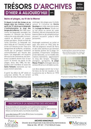 Tresors d'Archives Numero 5 : Bains et plages, au fil de la Marne
