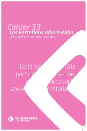 Cahier n°33 : De la concertation à la participation citoyenne, quels impacts sur la gouvernance territoriale ?