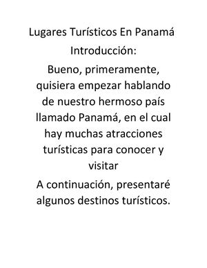 Lugares Turísticos En Panamá Manuel García 11°j