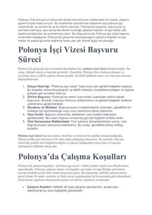 Polonya İşçi Vizesi