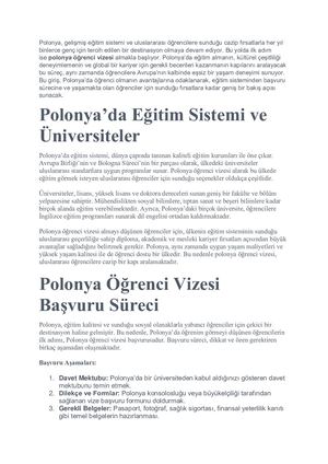 Polonya Öğrenci Vizesi