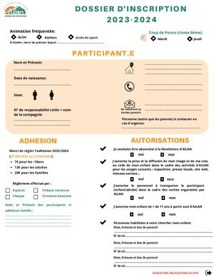 Dossier D'inscription 2023 2024