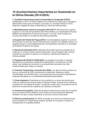 10 Acontecimientos Importantes En Guatemala En La ÚLtima Década