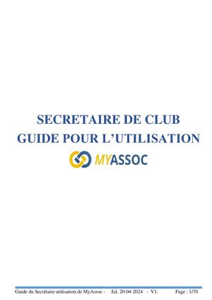 MyAssoc Guide Secrétaire de Club
