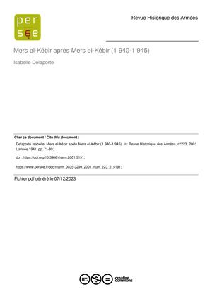 Mers El Kébir Après Mers El Kébir (1 940 1 945)