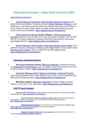 Ankara'da İLçe İLçe Televizyon Tamir Servisleri 2024