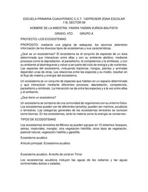 Tipo De Ecosistemas