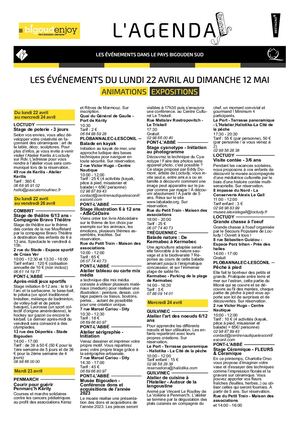 Agenda 22 avril au 12 mai 2024