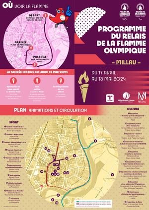 Programme du passage de la Flamme Olympique à Millau