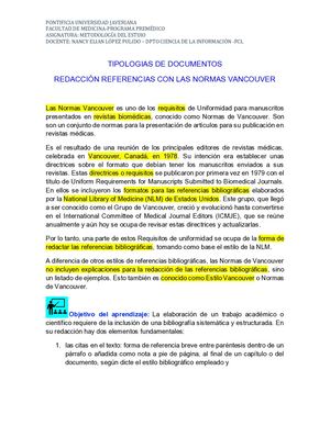 Tipologias Y Referencias Con Las Normas Vancouver