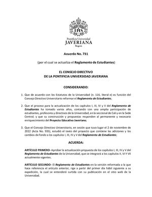 Reglamento De Estudiantes Universidad Javeriana