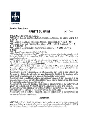 Arrêté règlementant le stationnement payant