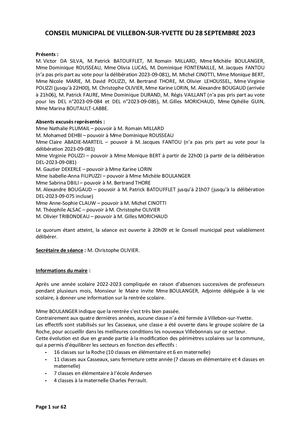 Procès-Verbal du CM du 28/09/2023