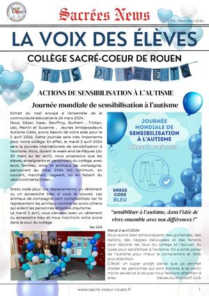 Sacrées News : La Voix Des Elèves N°4 Mars Avril 24