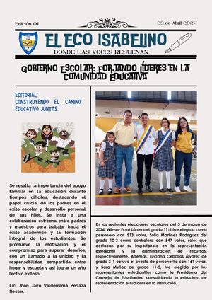 Periódico El Eco Isabelino edición N°1