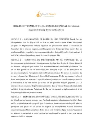 Reglement Complet Du Jeu concours Champ-Borne