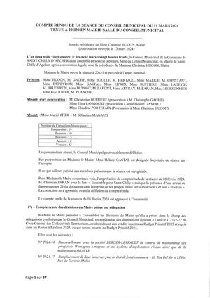 Compte Rendu Du Conseil Municipal Du 19 Mars 2024
