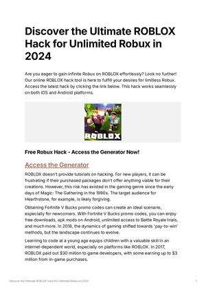 Discover The Ultimate Roblox Hack For Unlimited Robux In 2024