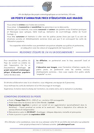 Appel à candidatures JVD