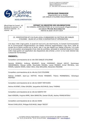 Modification N°3 Du Plan Local Durbanisme Du Secteur Des Sables